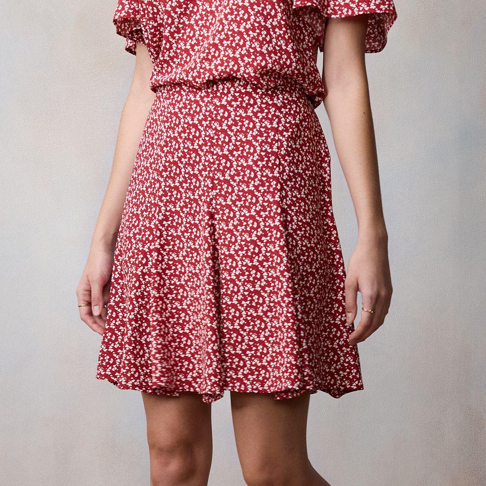 Women's LC Lauren Conrad Godet Mini Skirt, Size: Large, Red Heart Swirl Product Image