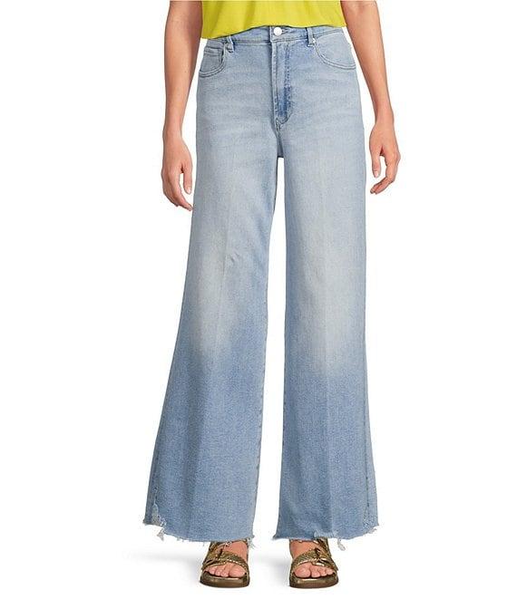 Dear John Fiona High Rise Wide Leg Raw Cut Jeans Product Image