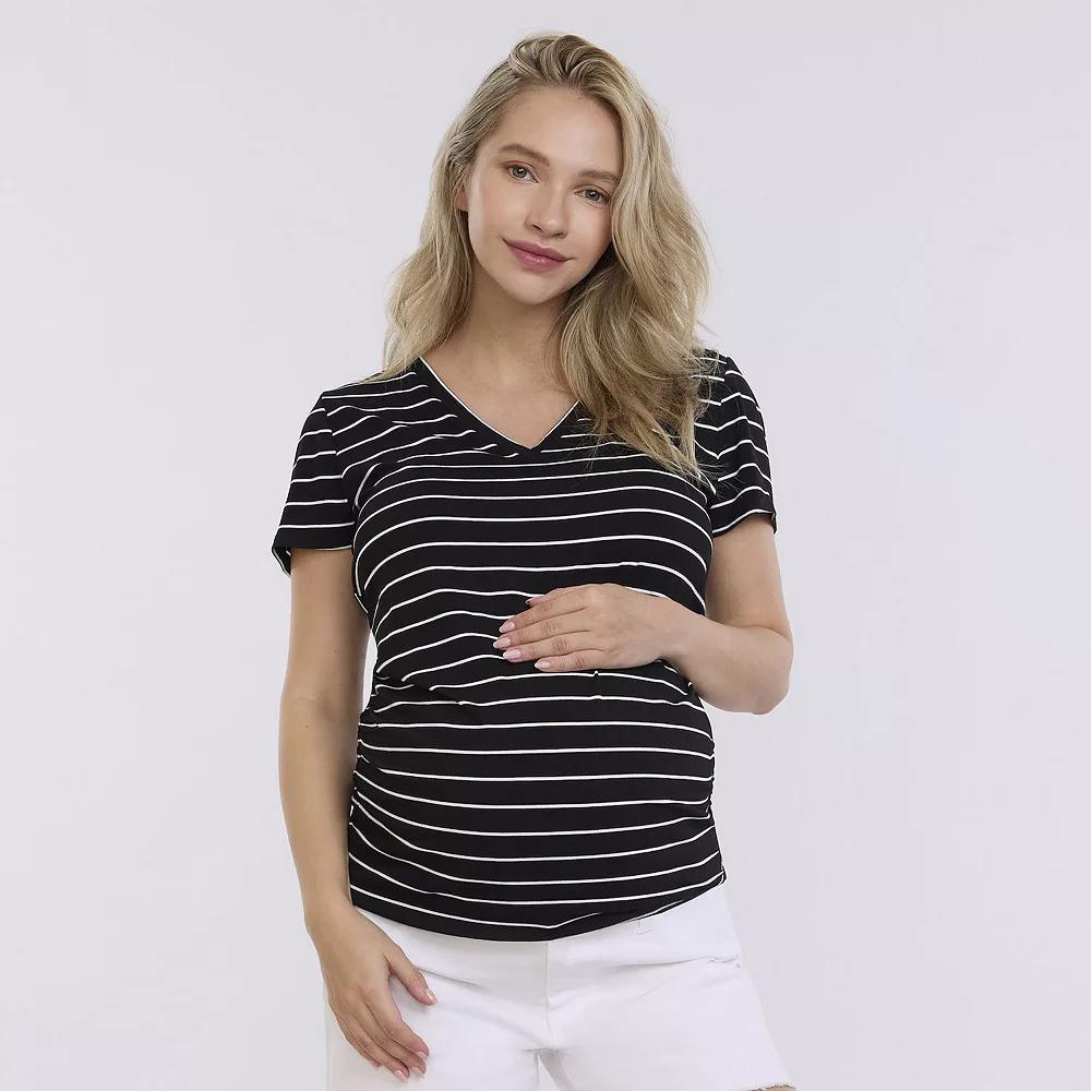 Maternity Motherhood Side Ruched V-Neck Tee, Womens Product Image