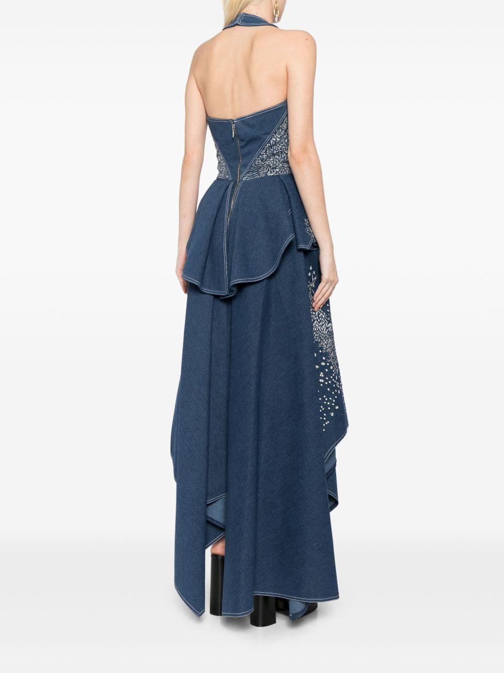 embroidered denim maxi dress Product Image