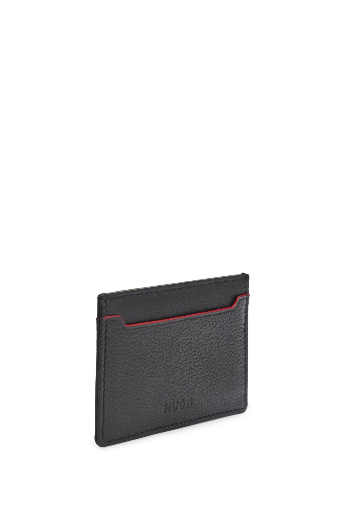Grained-leather card holder with embossed logo Product Image