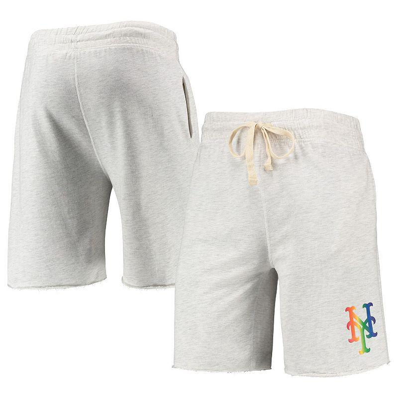 Men's Concepts Sport Oatmeal New York Mets Mainstream Logo Terry Tri-Blend Shorts,  Product Image