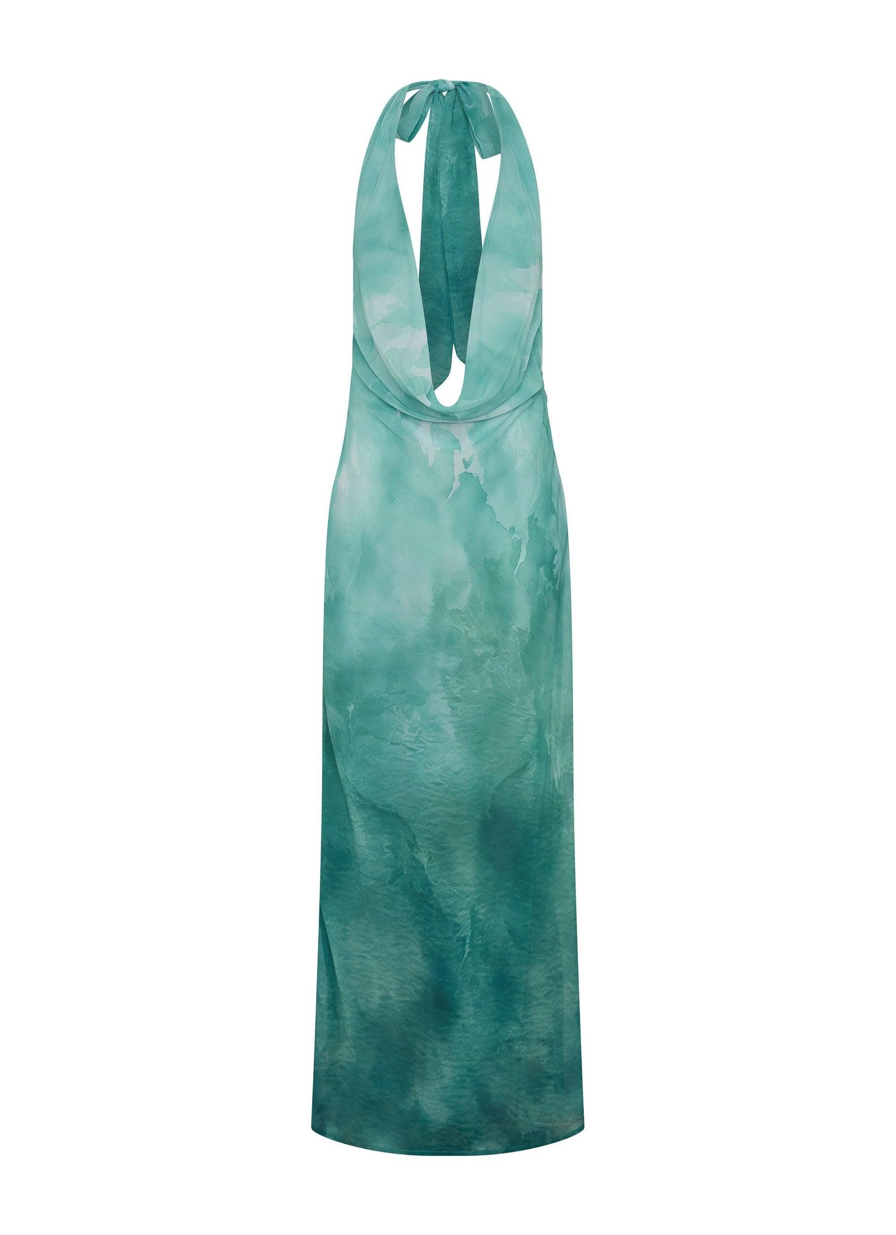Nerissa Cowl Neck Maxi Dress - Green Tie Dye Product Image