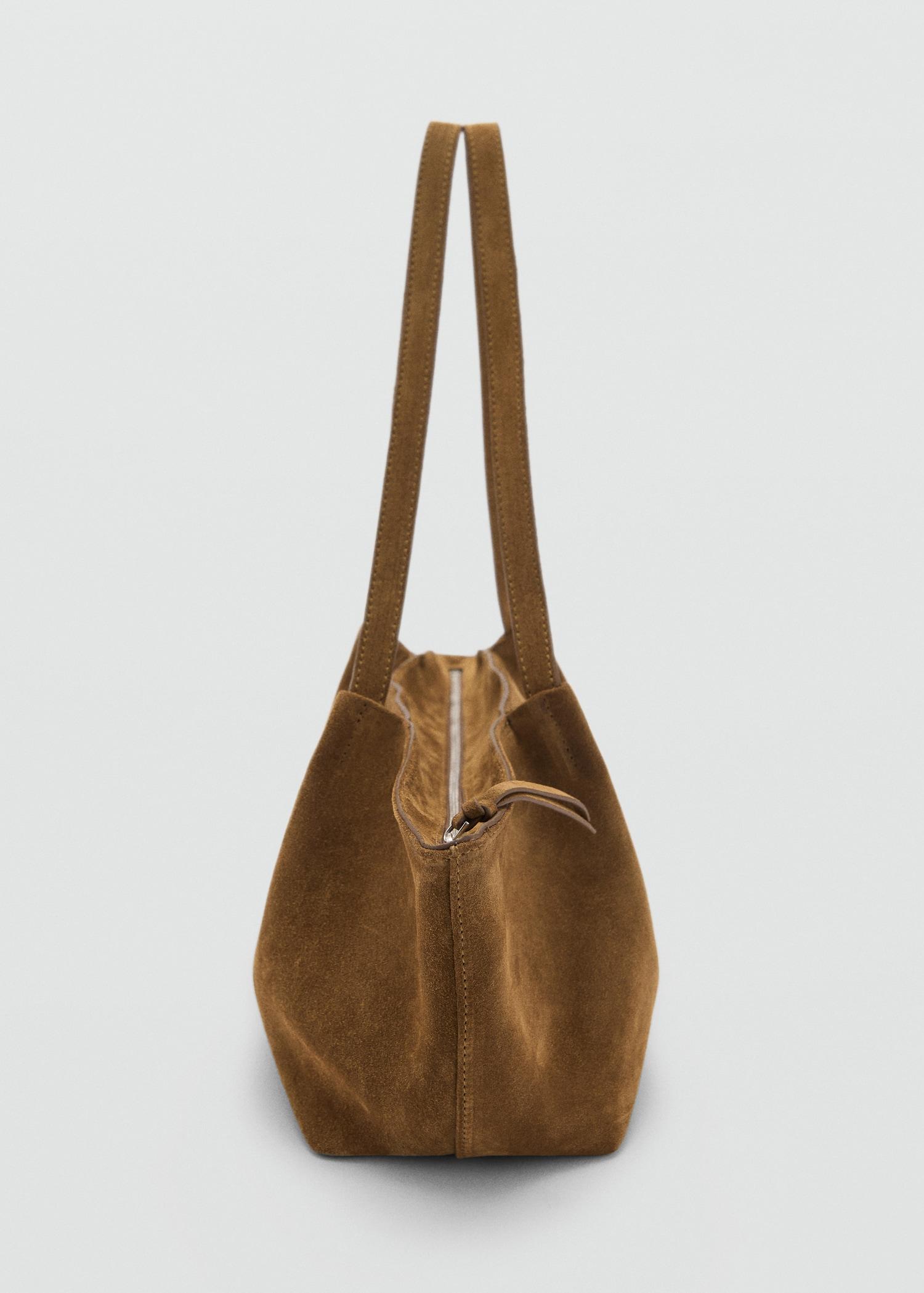 Double handle suede bag - Women | MANGO USA Product Image