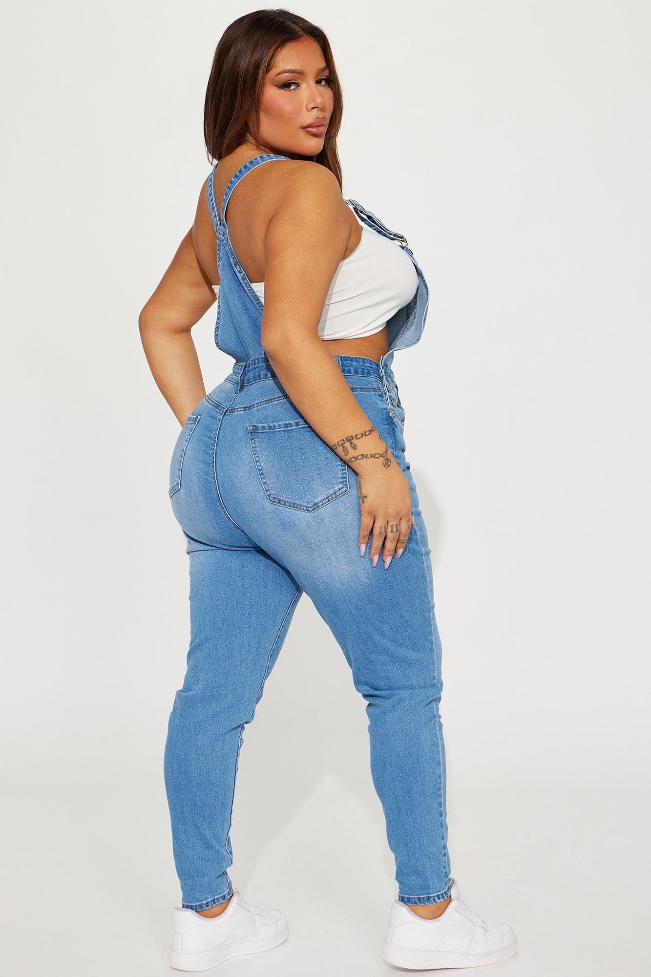 Always Petty Skinny Stretch Denim Overalls - Light Wash Product Image