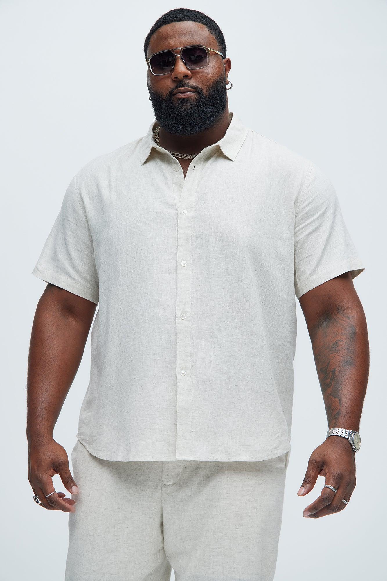 Bahamas Linen Classic Button Up Shirt - Oatmeal Product Image