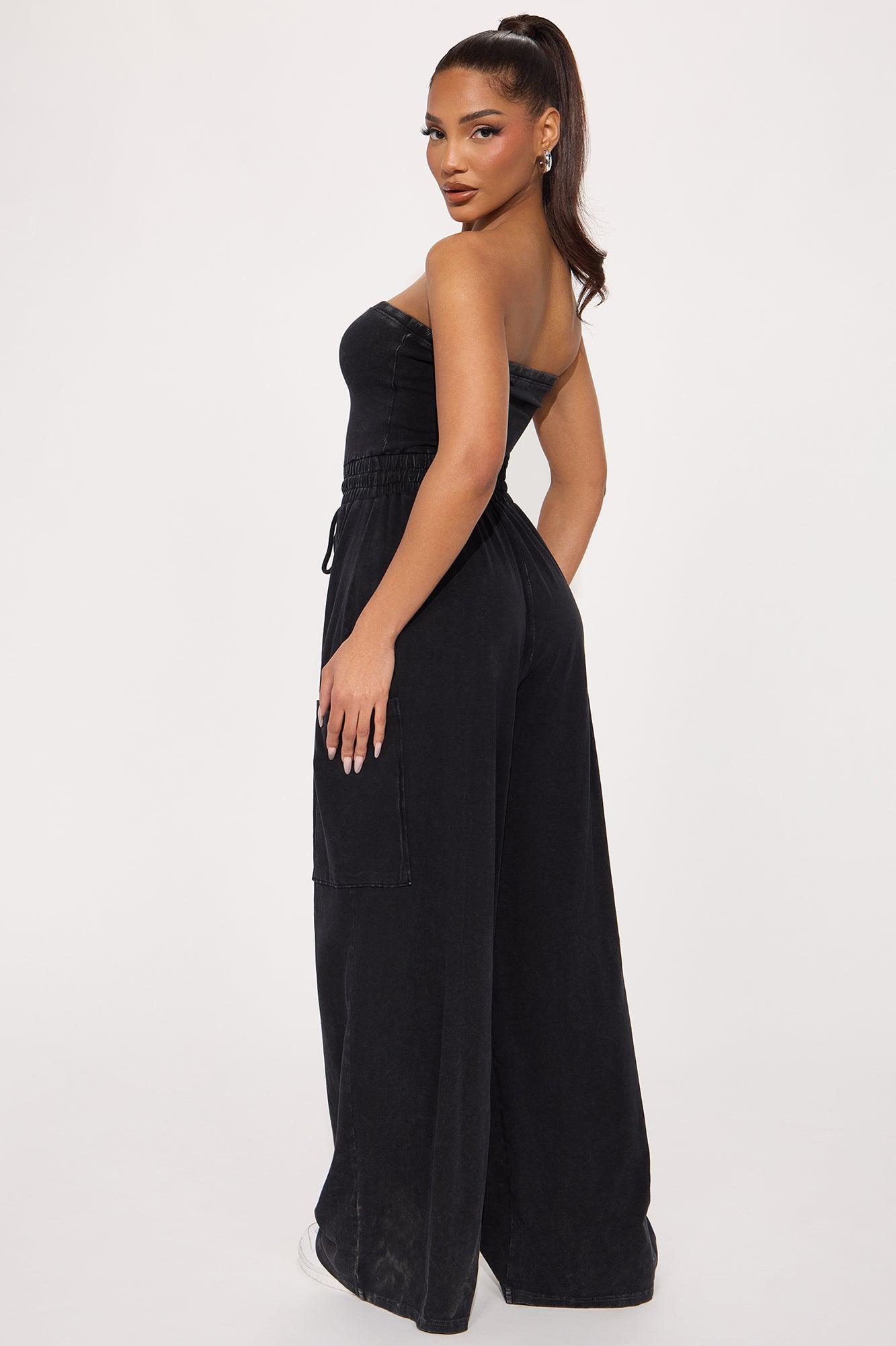 Lounge With Me Washed Jumpsuit - Black Product Image