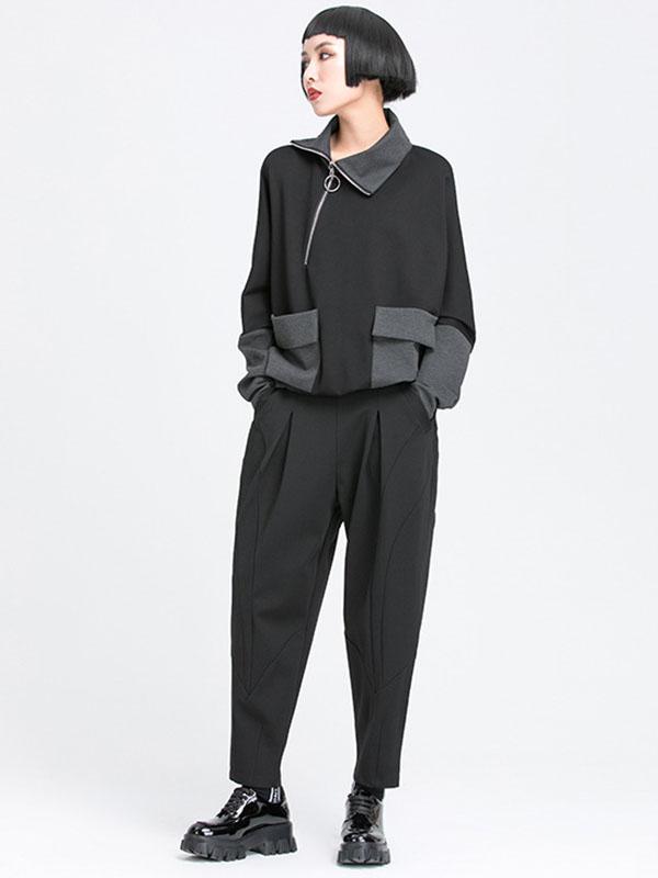 Simple Harem Pants Loose Elasticity Solid Color Casual Pants Bottoms Product Image