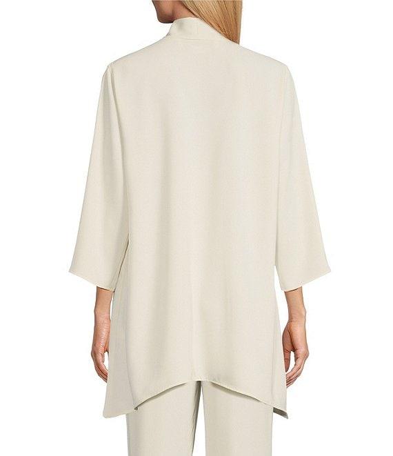 Caroline Rose Matte Crepe Open Front Side Drape 3/4 Sleeve Jacket Product Image