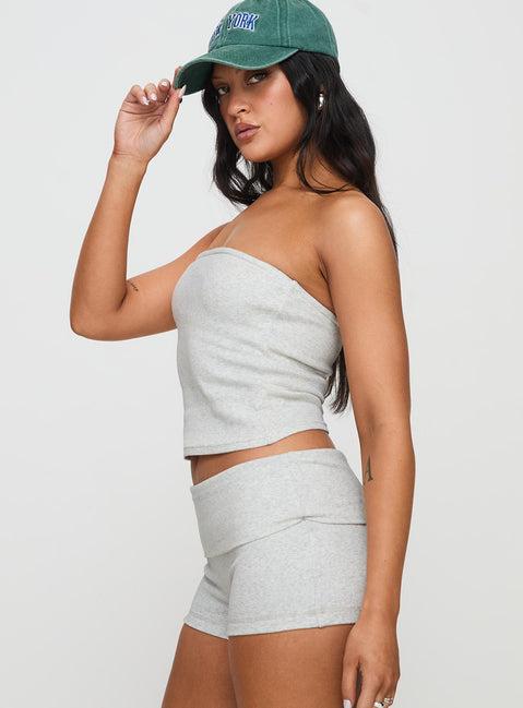 Baseline Strapless Rib Top Grey Product Image