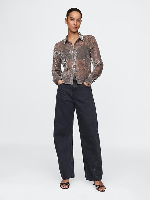 Cropped Velvet Shirt Product Image
