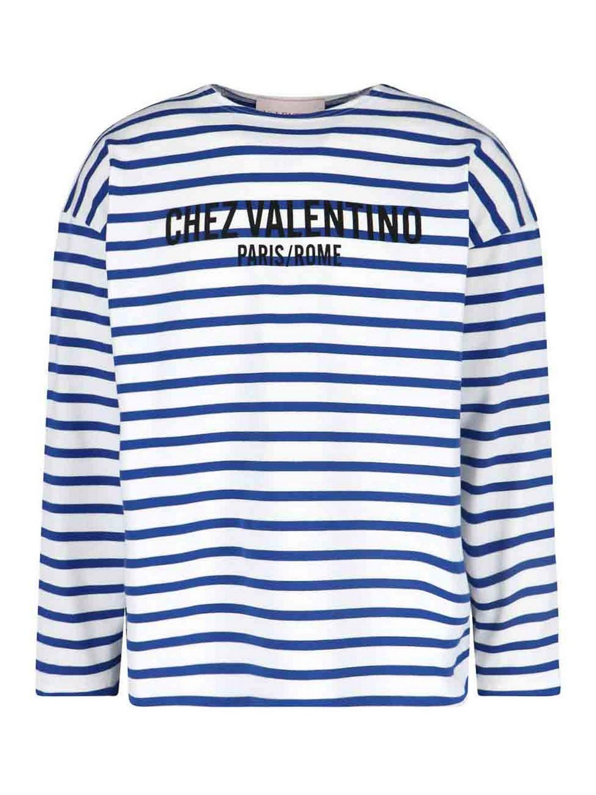 VALENTINO Garavani Men Embroidered Cotton T-shirt In Stripped Product Image