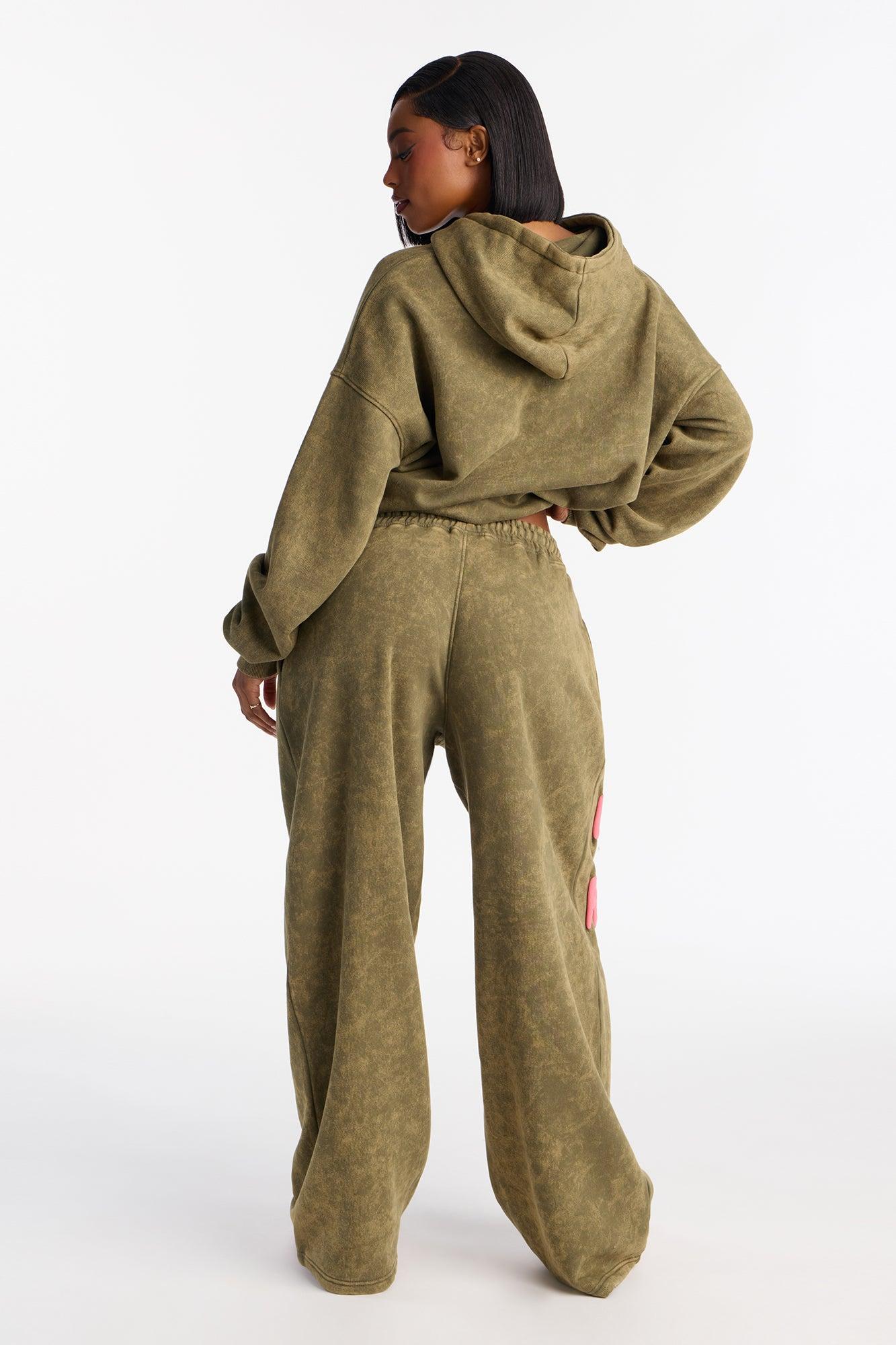Delicate But Powerful Fleece Hoodie Pant Set - Olive Female Product Image