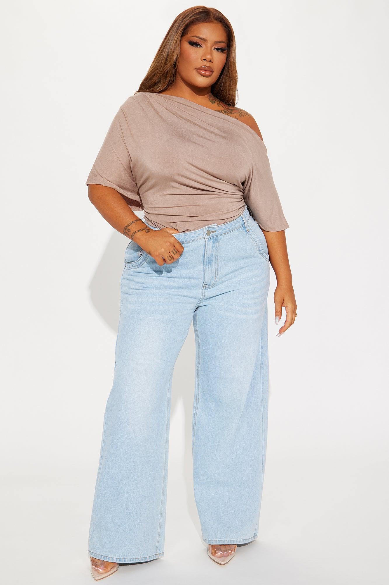 Flatter Me Off Shoulder Bodysuit - Taupe Product Image