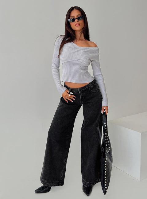 Nolia Long Sleeve Top Grey Product Image