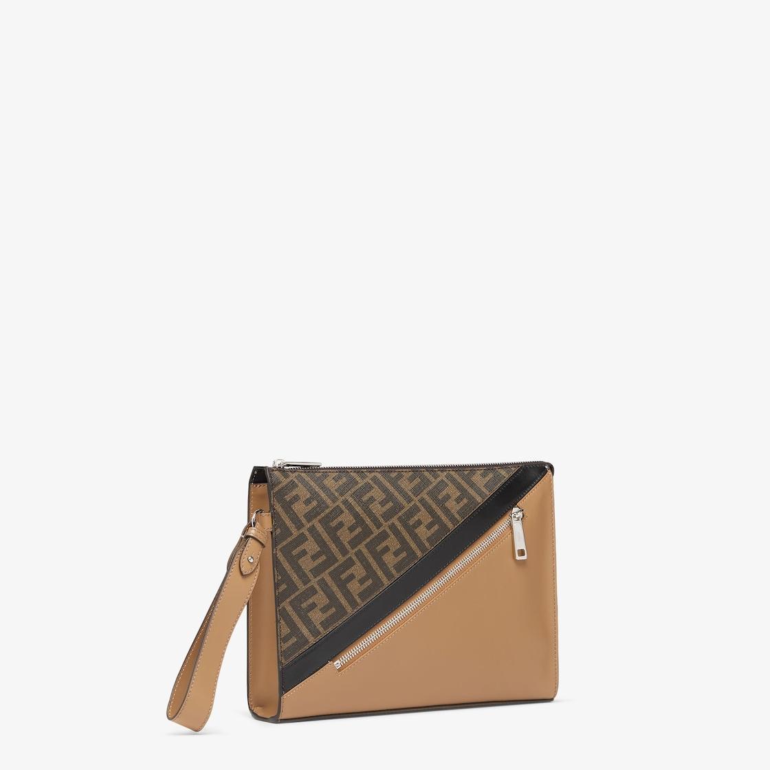 Fendi Diagonal Flat PouchMulticolor leather pouch Product Image