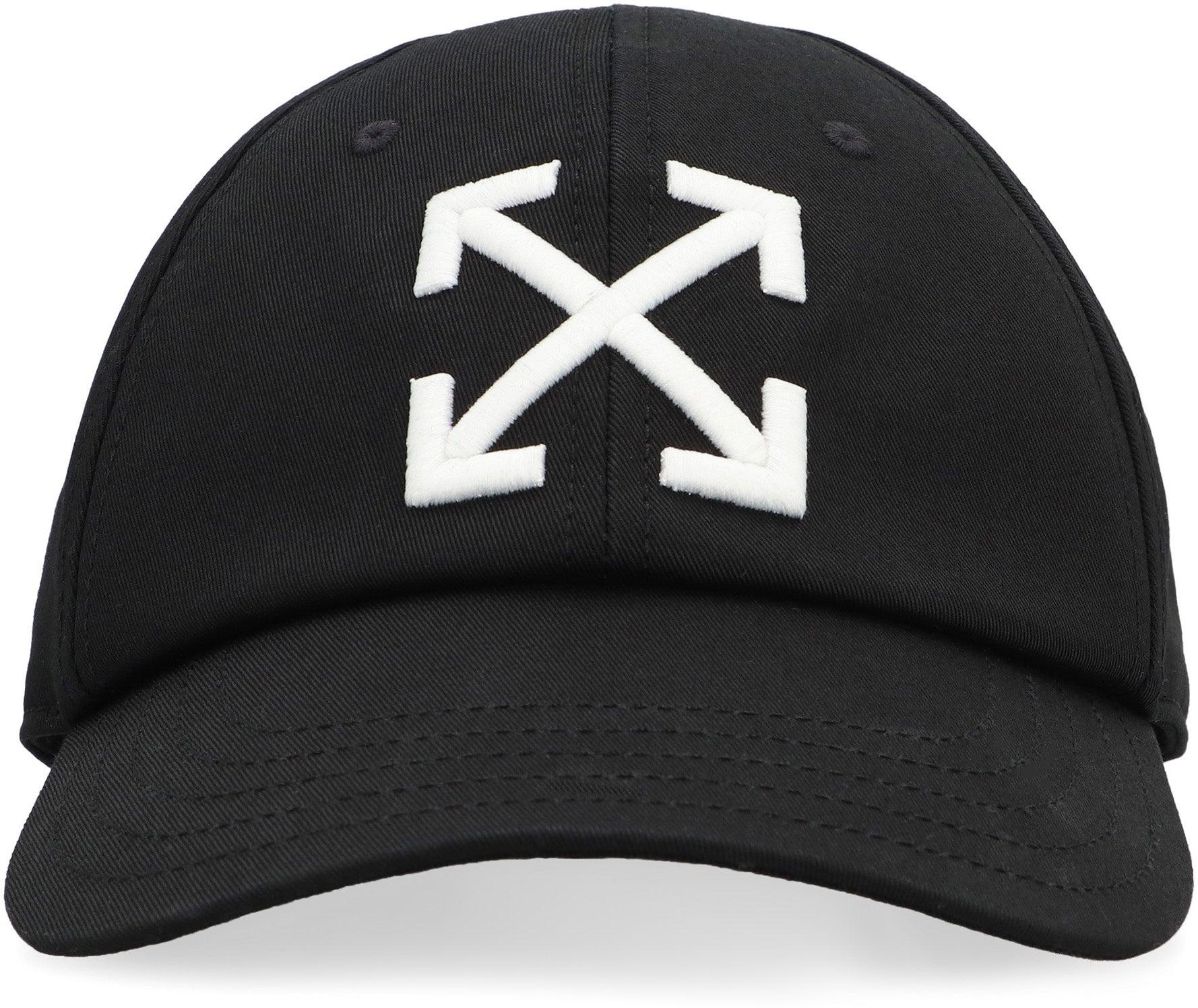 OFF-WHITE Arrow Brand-embroidered Cotton-twill Baseball Cap In Black White Product Image