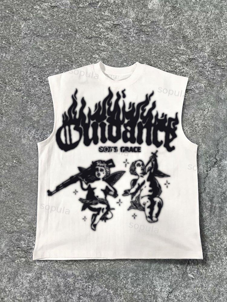 Men's God's Guidance Print Casual Cotton Tank Top Product Image