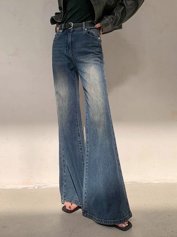 Vintage Blue Wash Flare Boyfriend Jeans Product Image