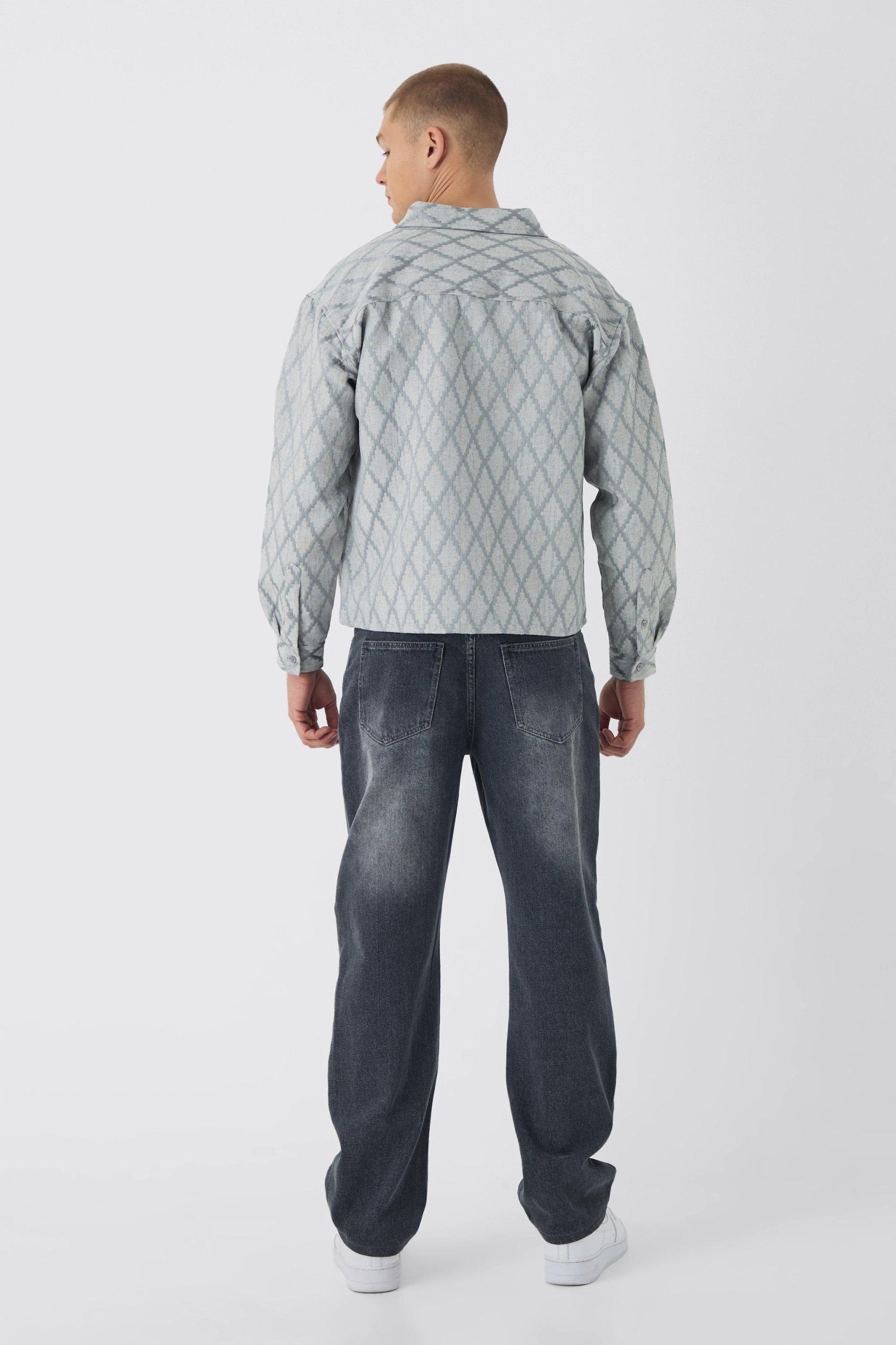 Oversized Jacquard Shirt Jacket | boohooMAN USA Product Image