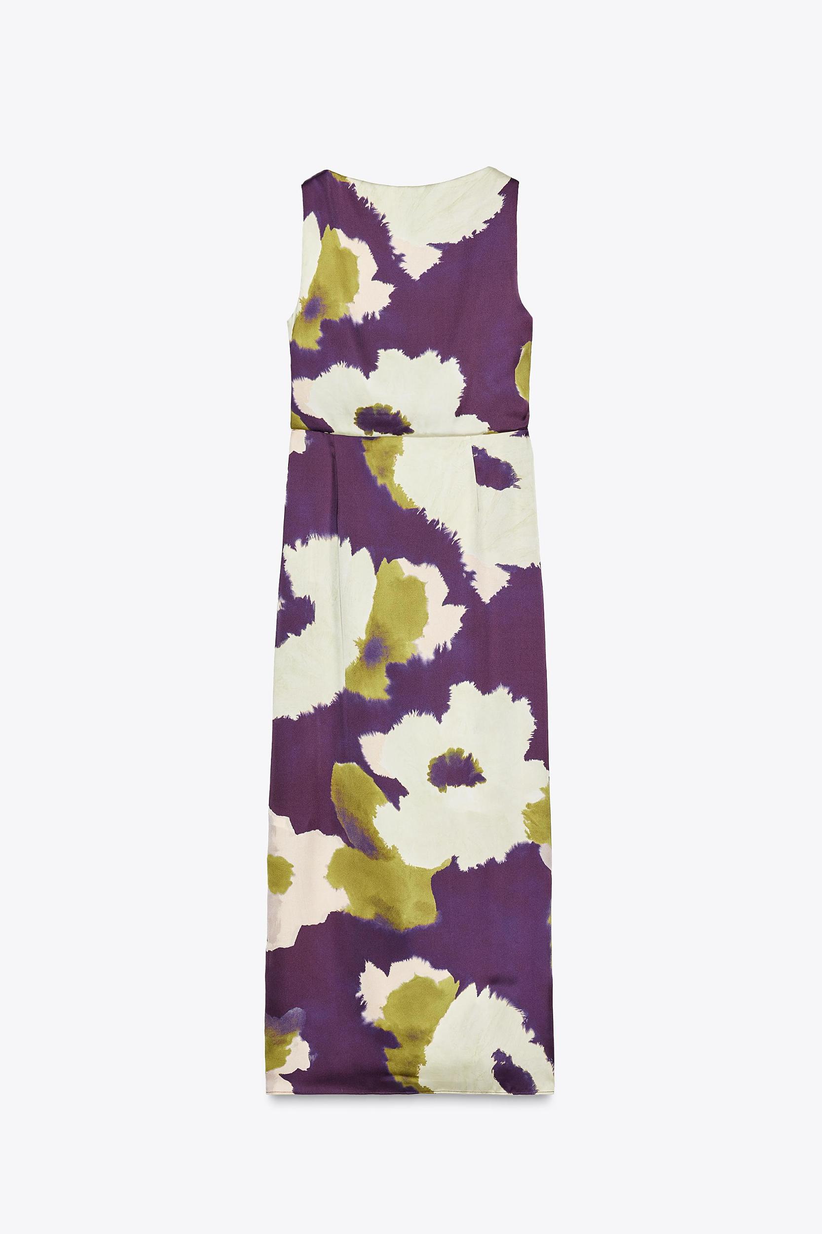 PRINTED SATIN EFFECT MIDI DRESS Product Image