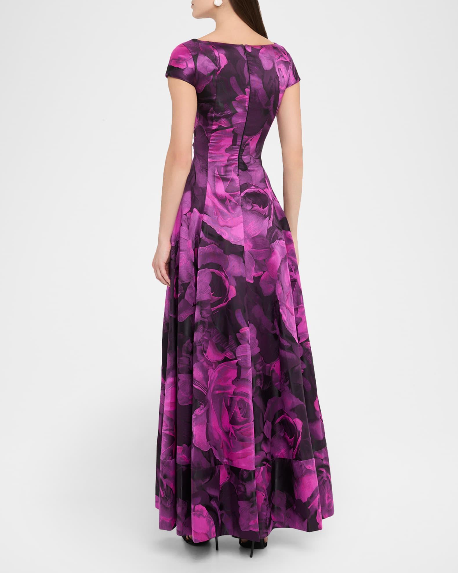 Long Draped Rose Jacquard Dress Product Image