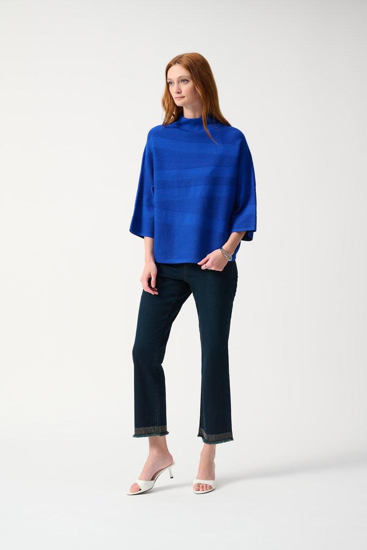 Sweater Knit Mock Neck Boxy Top - Royal Sapphire Product Image