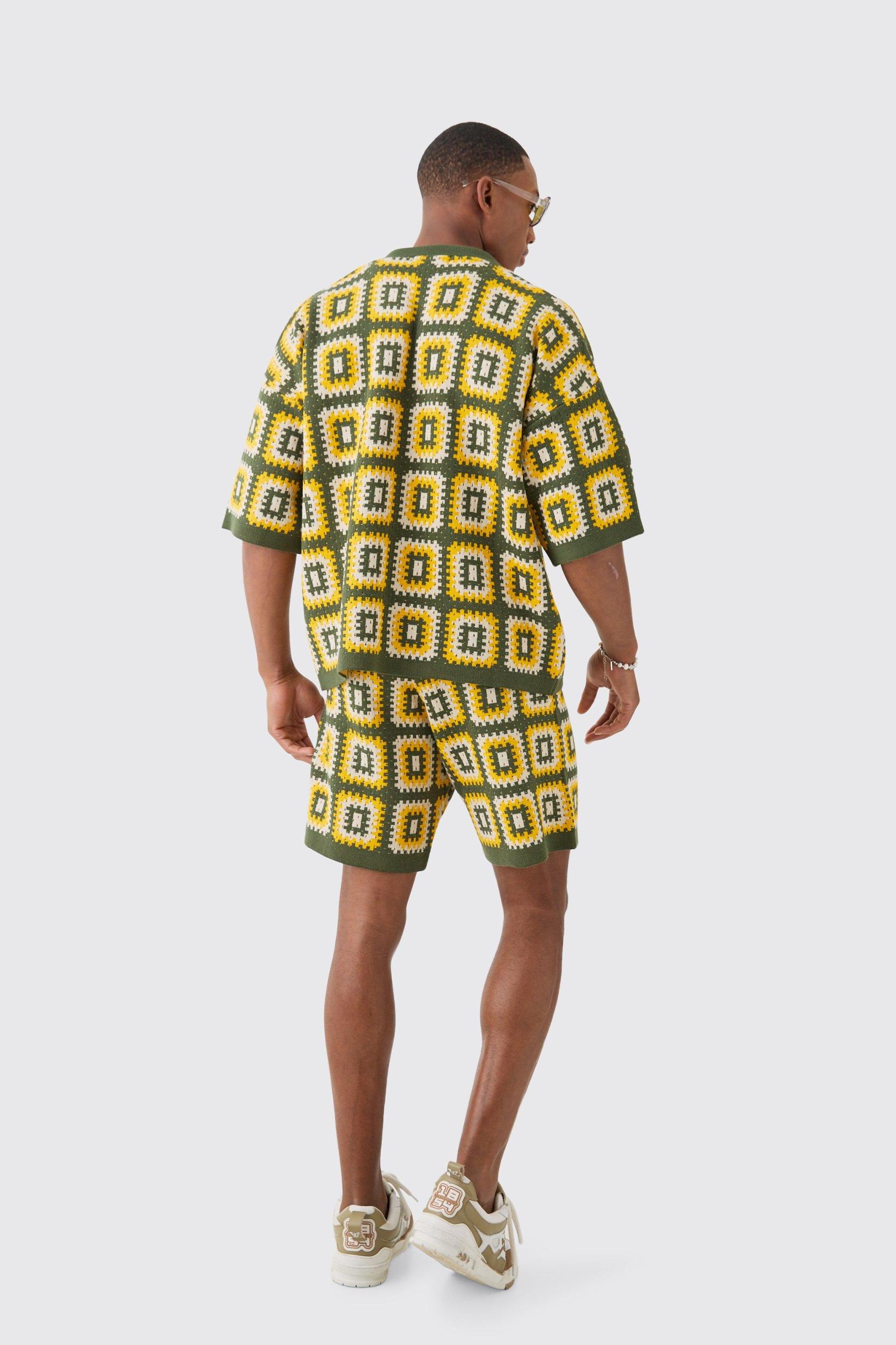 Relaxed Crochet Knit Short | boohooMAN USA Product Image