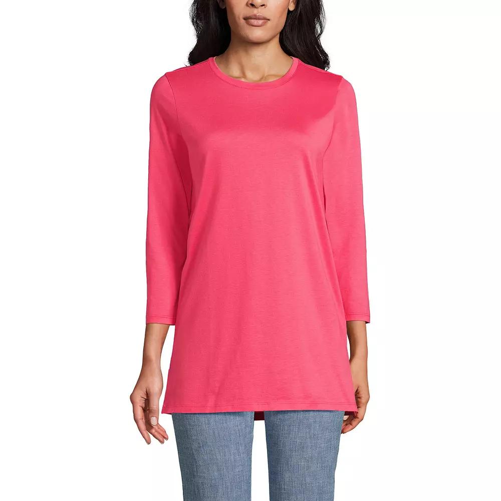 Petite Lands' End 3/4-Sleeve Supima Cotton Crewneck Tunic, Women's,  Product Image