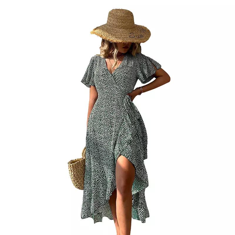 Women's Cupshe Flared Sleeve V-neck Ditsy Dress,  Product Image