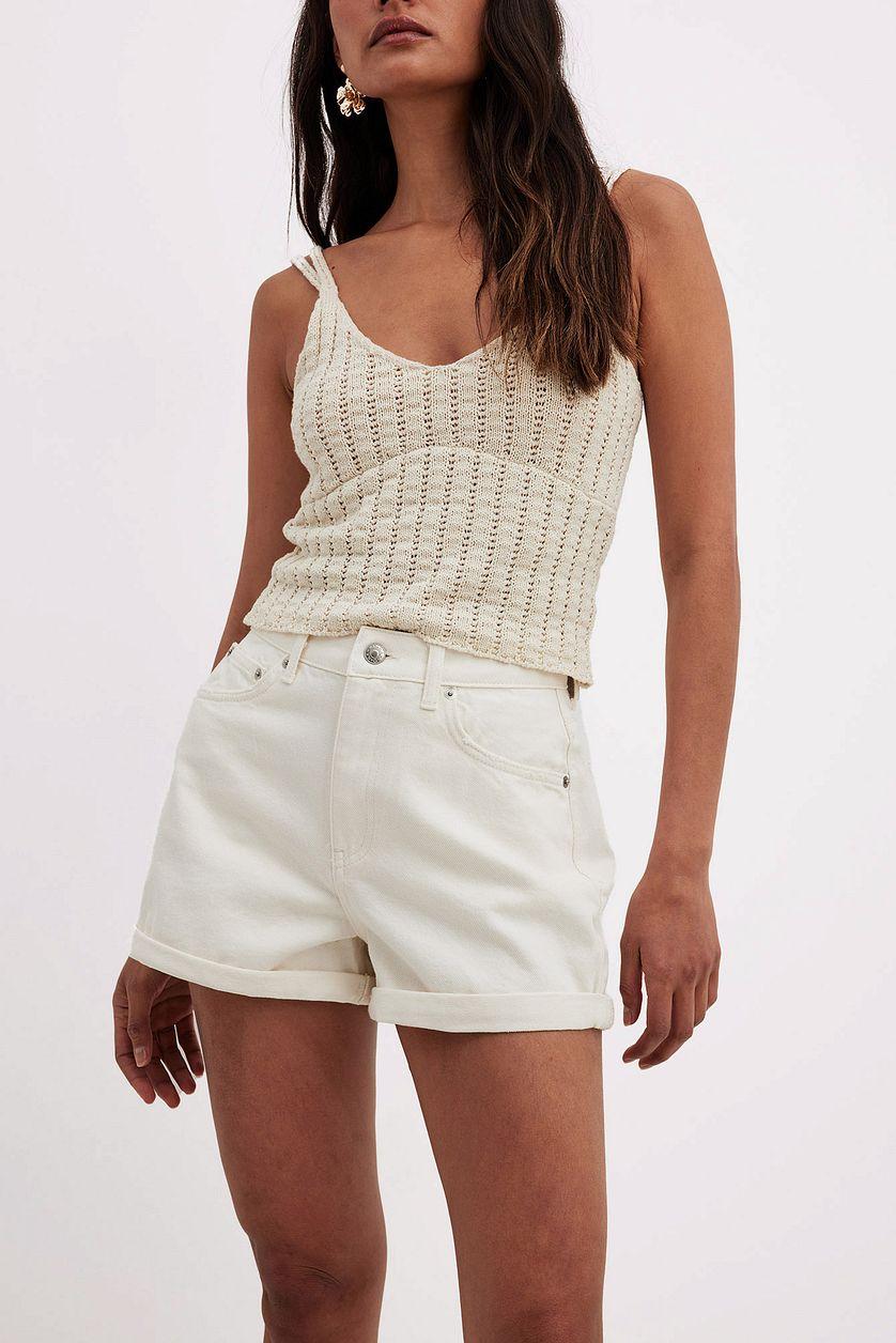 Fold Up Denim Shorts Black Product Image