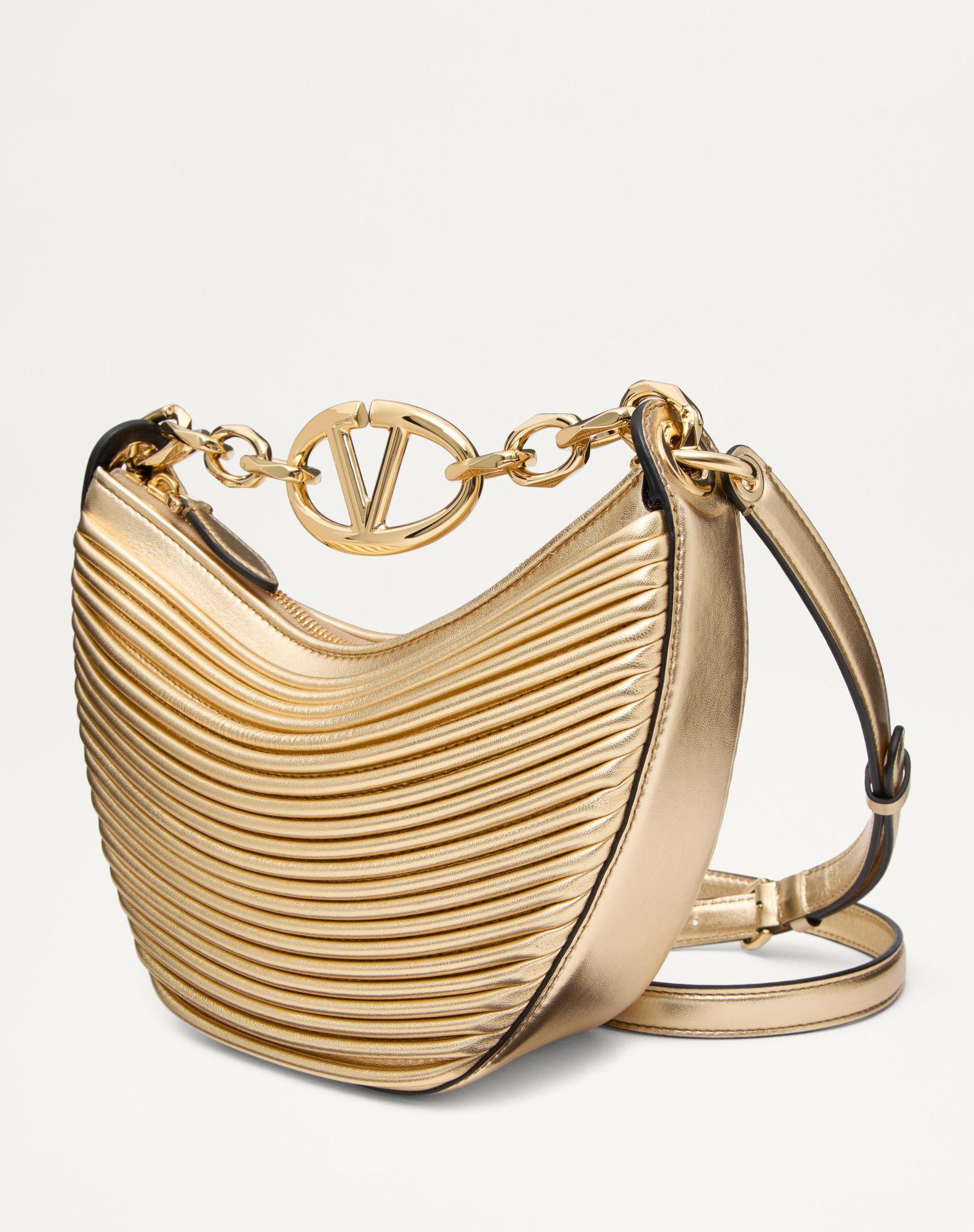 Mini Vlogo Moon Hobo Bag In Metallic-Effect Nappa Leather With Chain Product Image