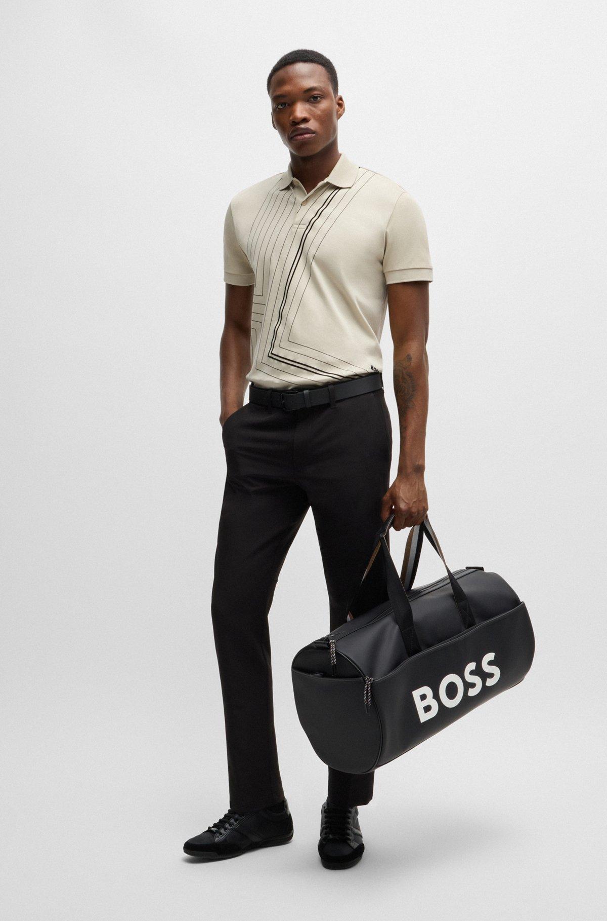 Interlock-cotton polo shirt with fineline artwork Product Image