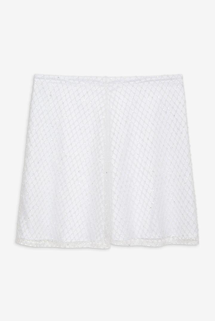 Glitter Grid Mini Skirt — White Product Image