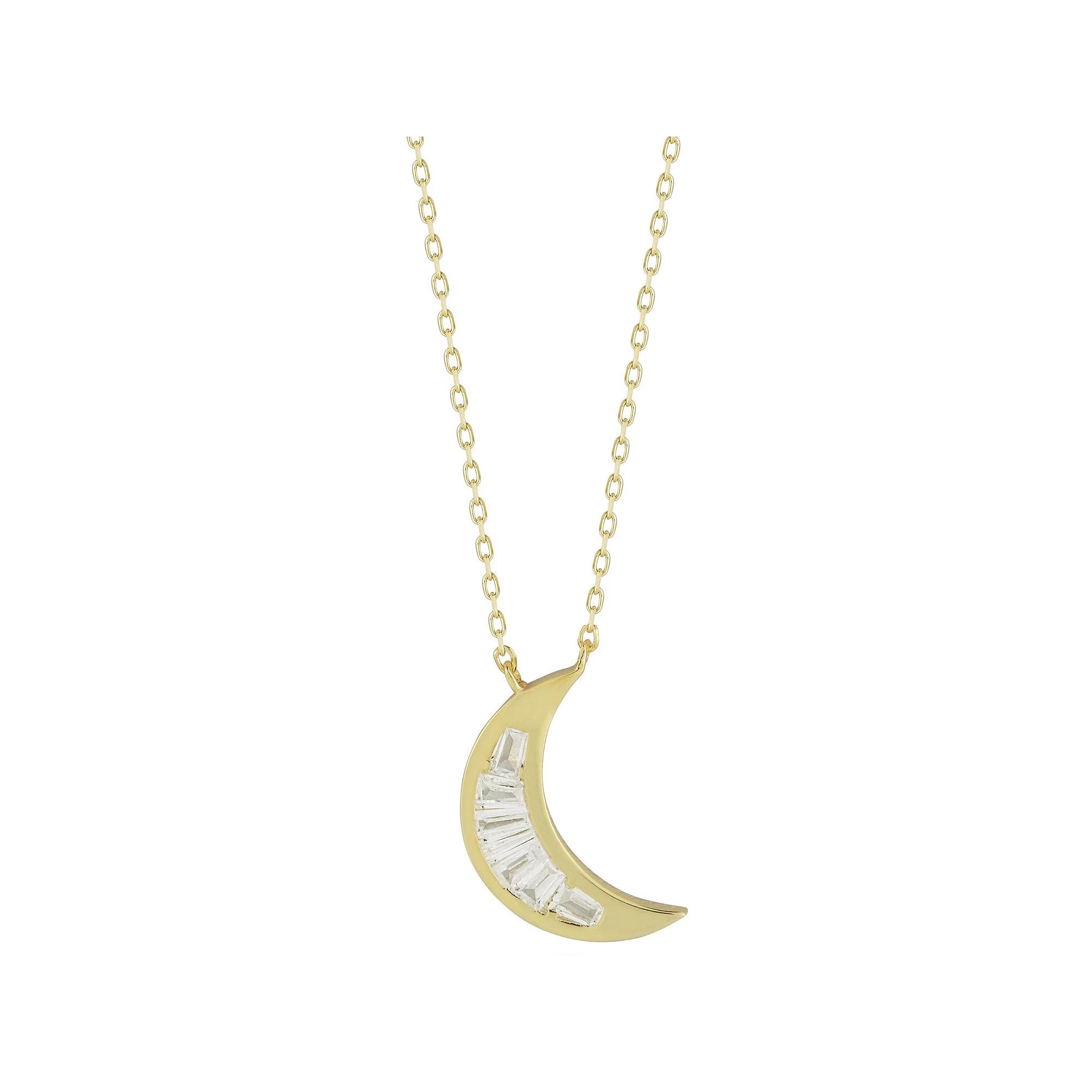 Sunkissed Sterling Cubic Zirconia Moon Pendant Necklace, Womens Gold Tone Product Image