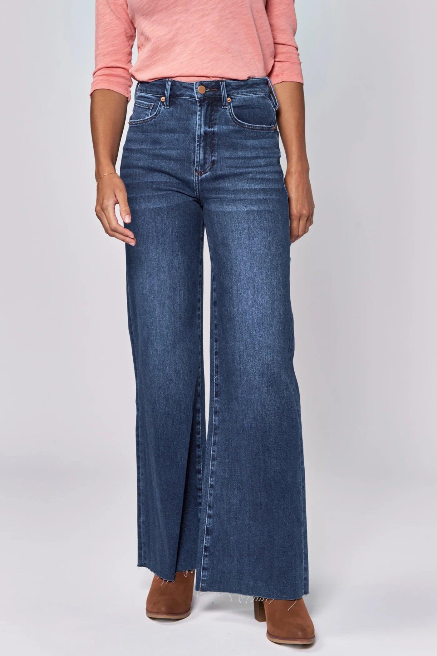 Fiona High Rise Wide Leg Flare Dark Wash Product Image