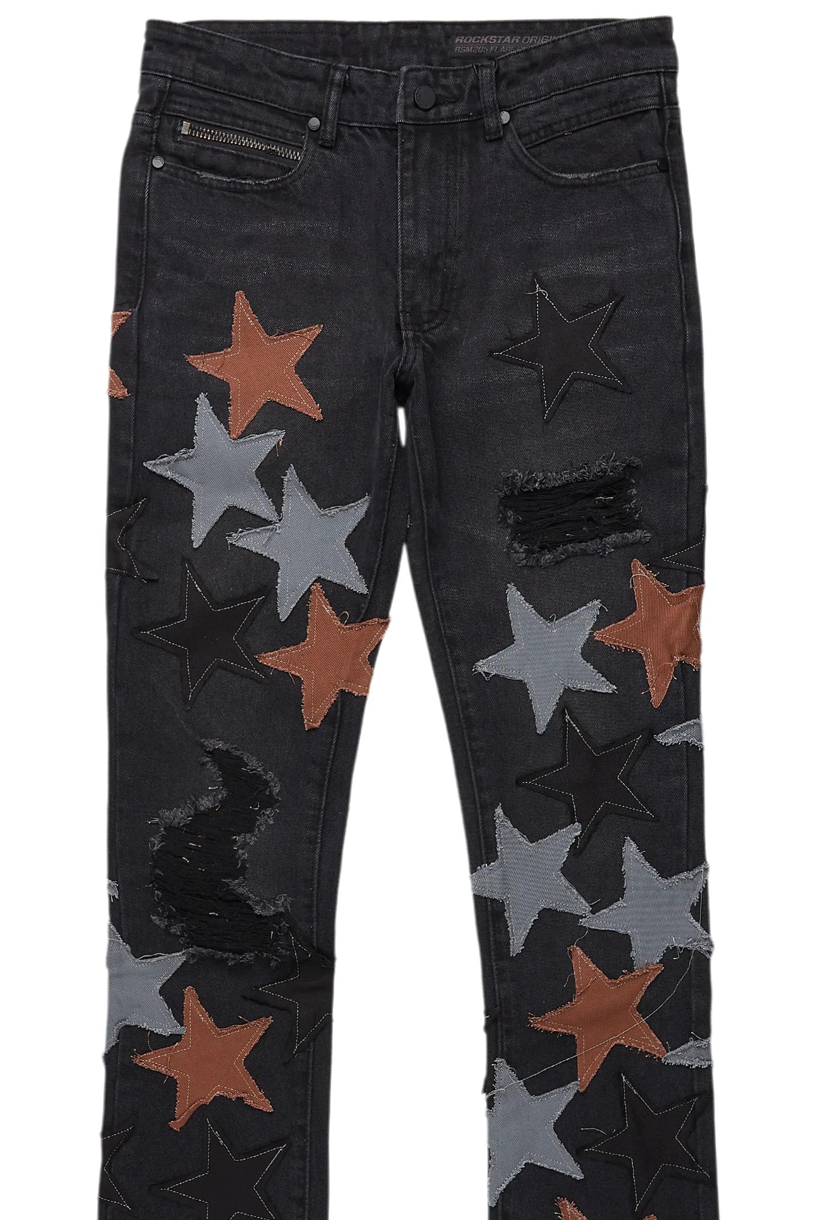 StarLane Black Stacked Flare Jean Male Product Image