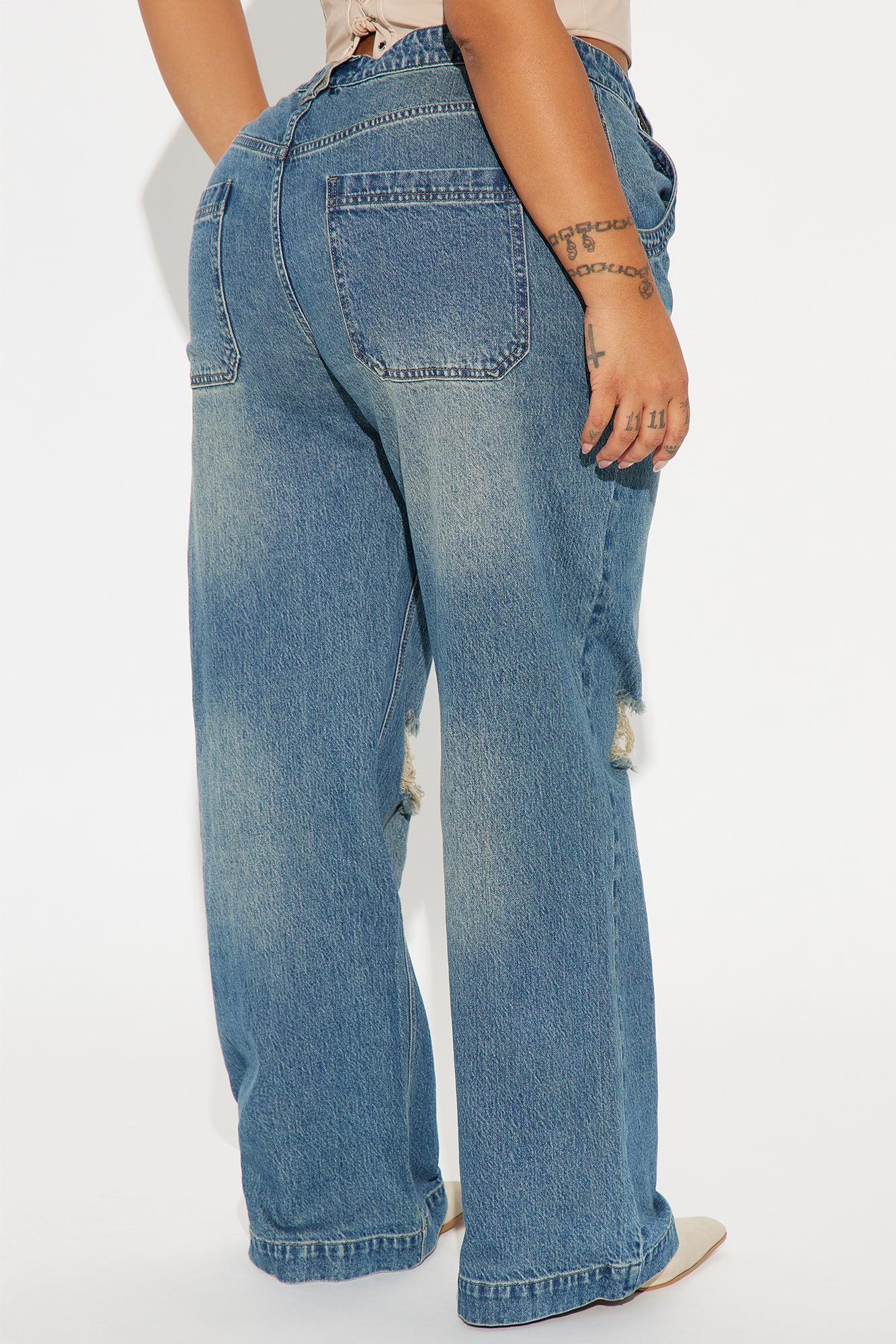 How It Goes Ripped Wide Leg Jeans - Vintage Wash Product Image