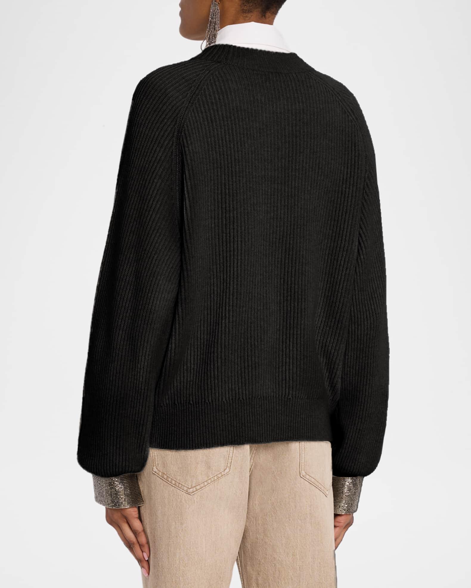 Monili-Cuff Cashmere Rib Crewneck Sweater Product Image