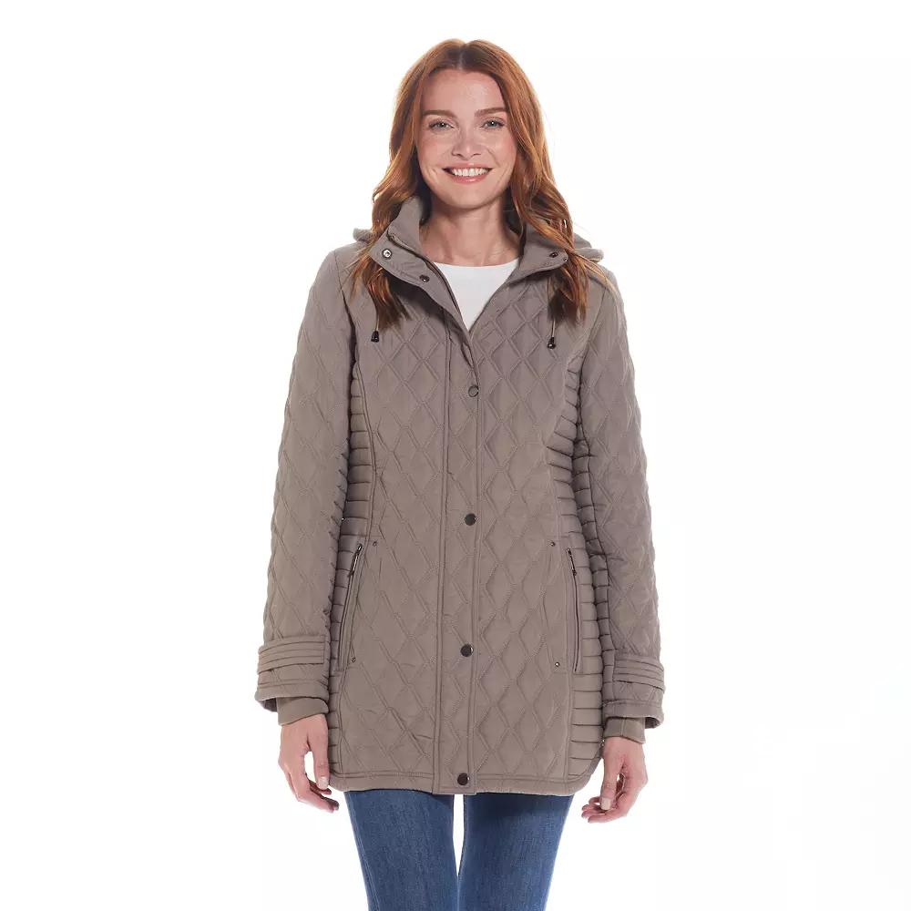 Women's Weathercast Ribbed Knit Quilted Hooded Walker Jacket,  Product Image