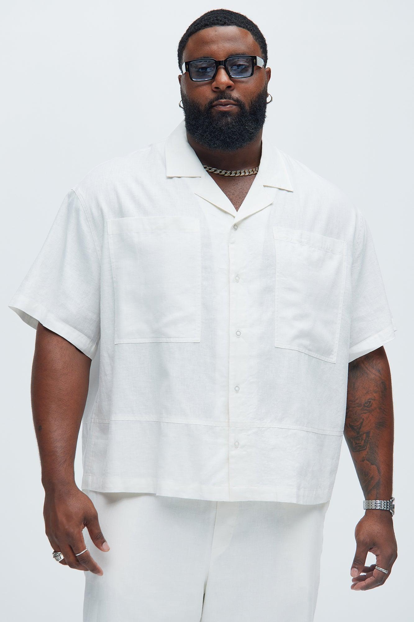 Bahamas Linen Cuban Boxy Shirt - White Product Image