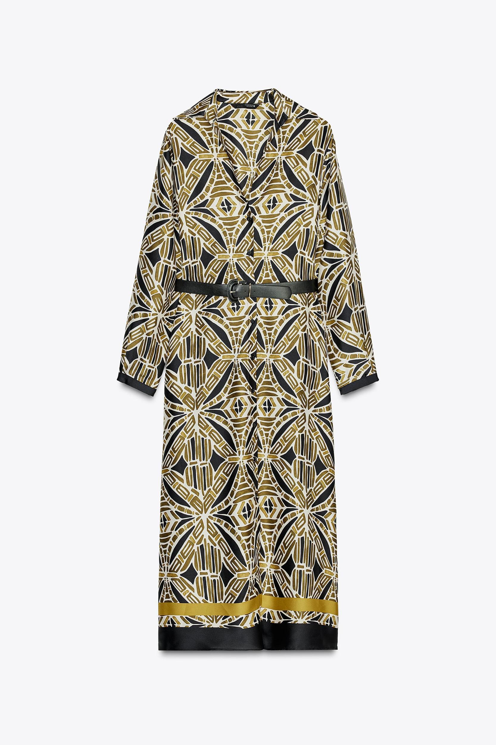 BELTED PRINTED DRESS Product Image