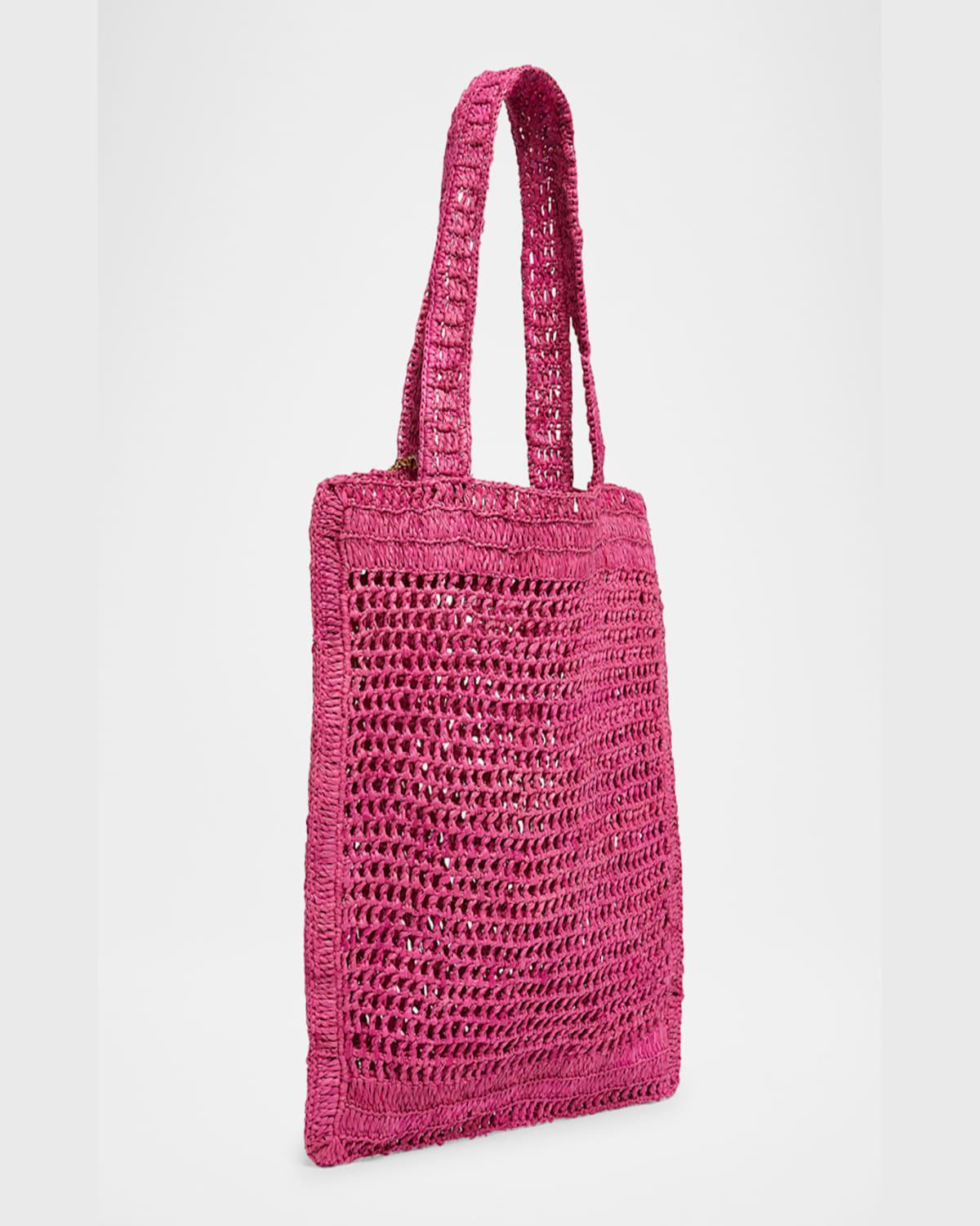 CHLOÉ Chloe Women Fuchsia Raffia Estate Banana Shopping Bag In Fuchsiarose Product Image