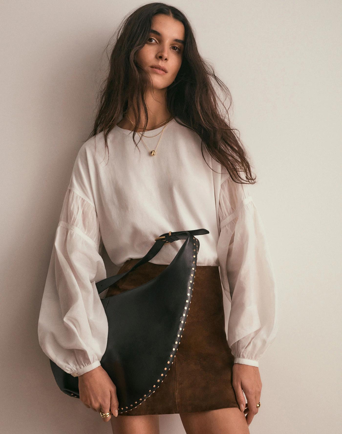 Puff-Sleeve Drop-Shoulder Knit Top Product Image