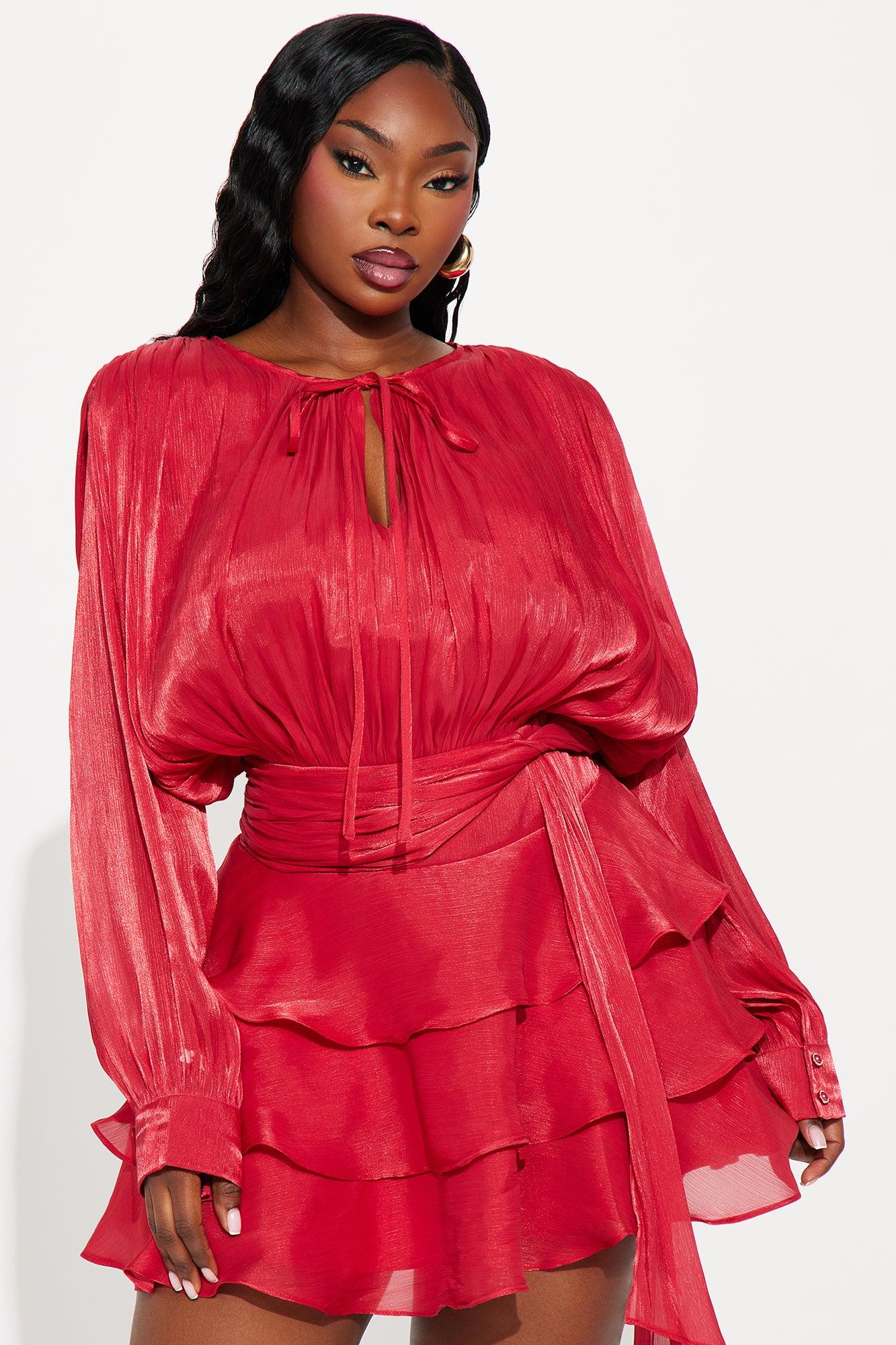 Giselle Soft Organza Mini Dress - Burgundy Female Product Image