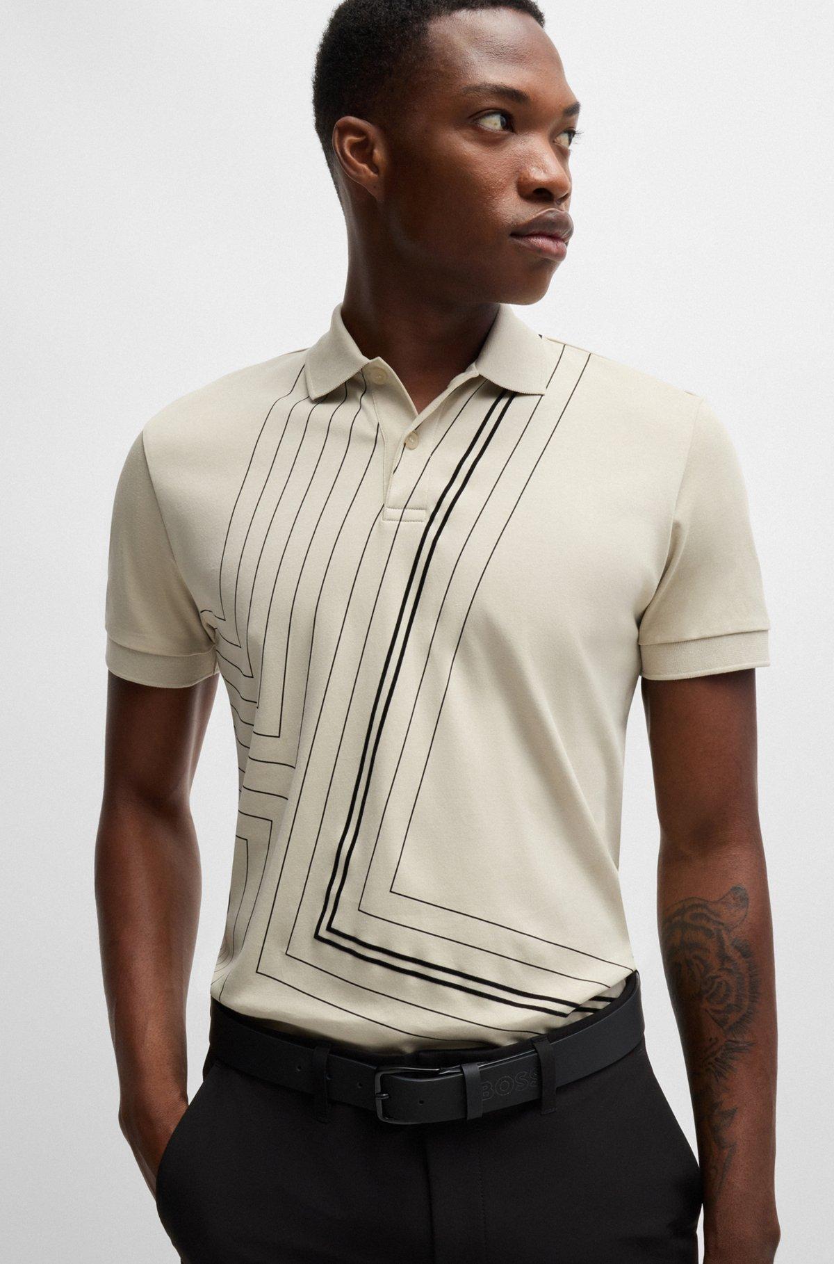 Interlock-cotton polo shirt with fineline artwork Product Image