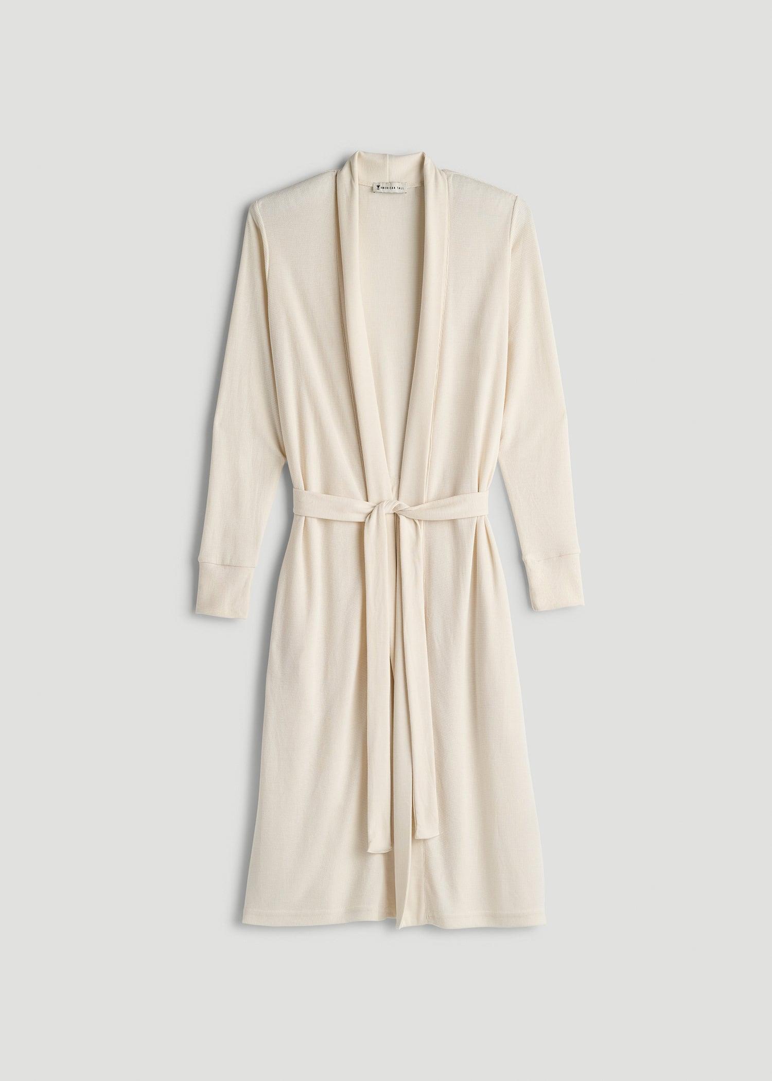 Waffle Lounge Robe for Tall Women in White Alyssum Female Product Image