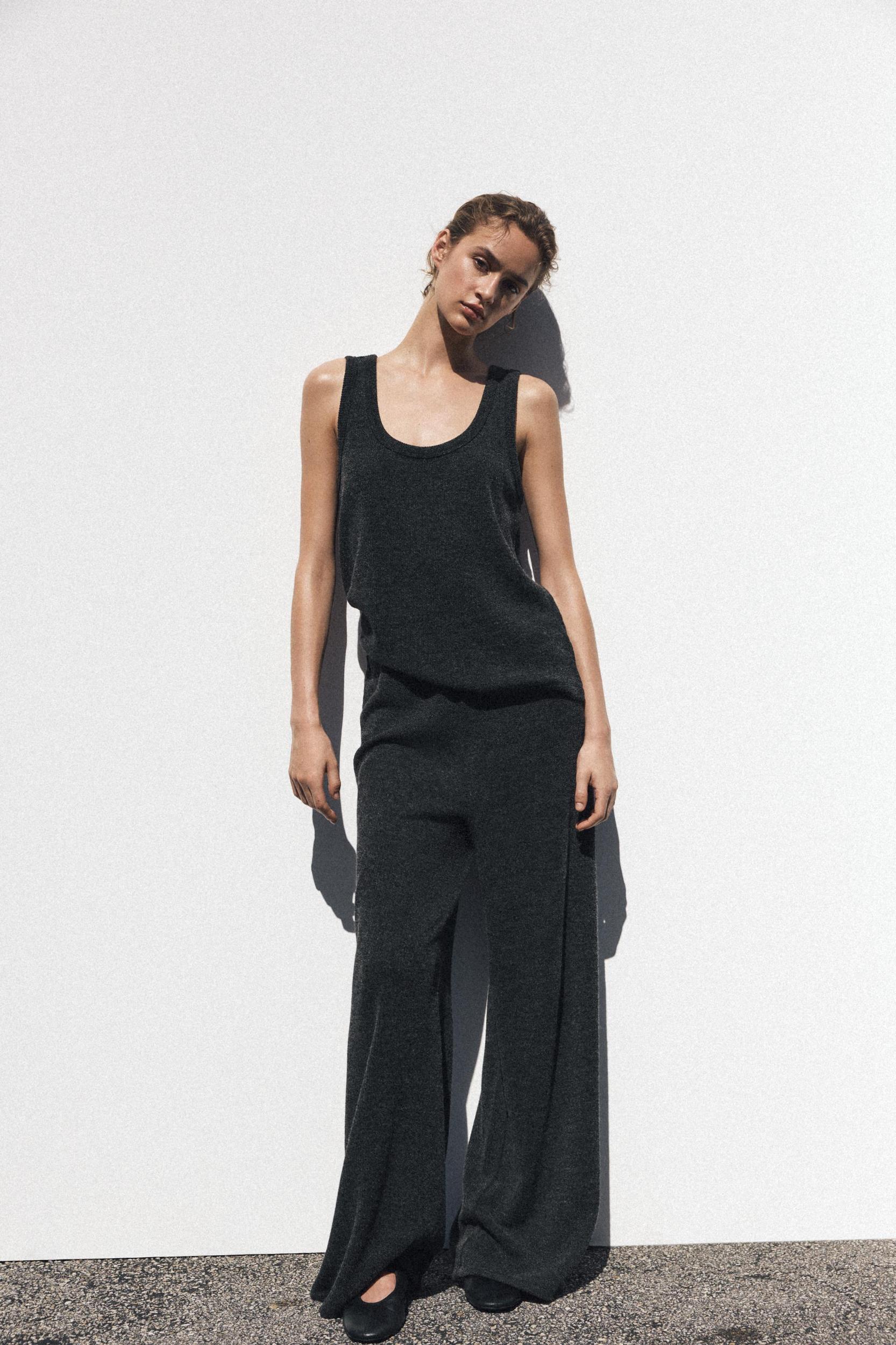 RIBBED WIDE LEG PANTS Product Image