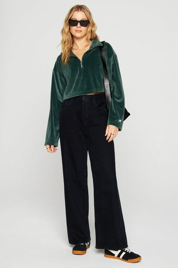 Plush Rib Half Zip Sweatshirt Product Image