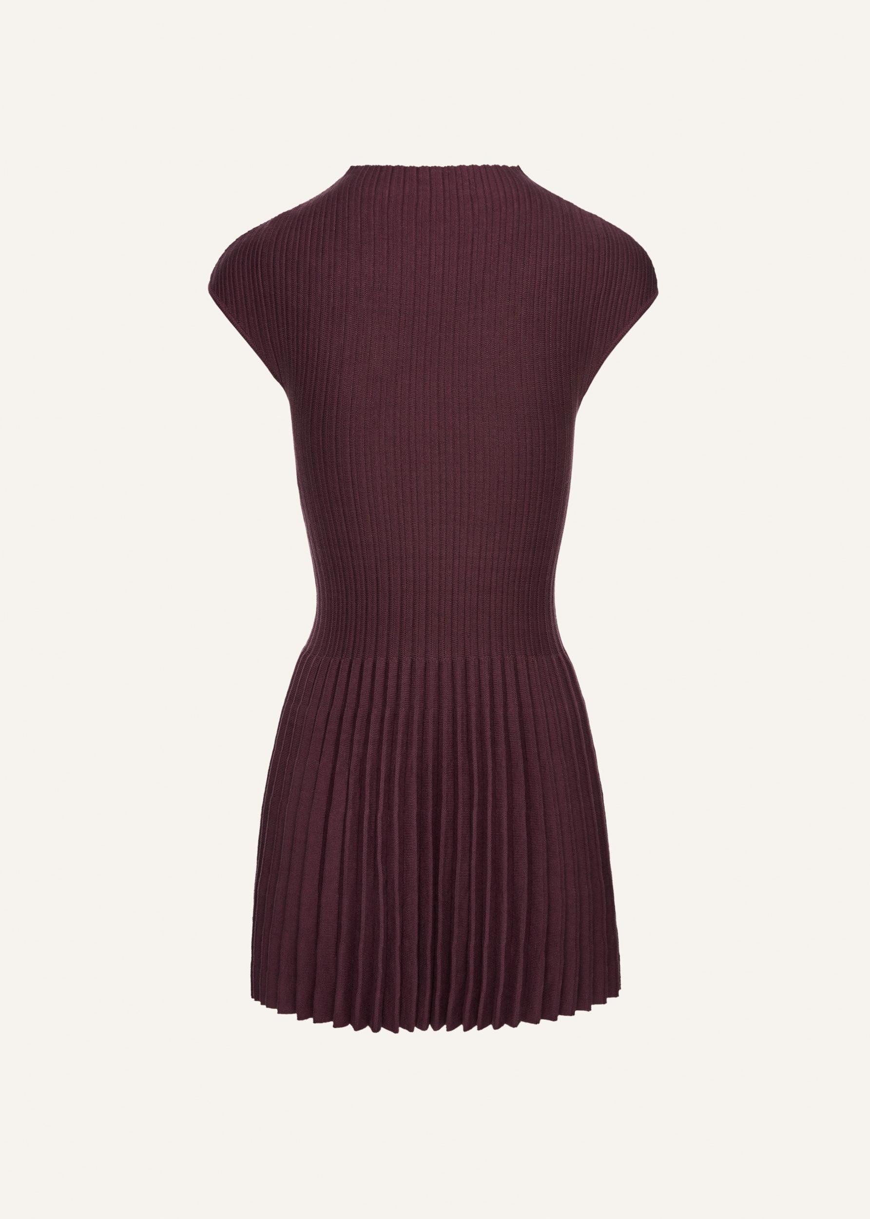 Ribbed knit high-neck skater dress in violet Product Image